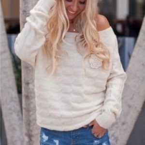 Forever Roses cable knit dolman sleeve sweater